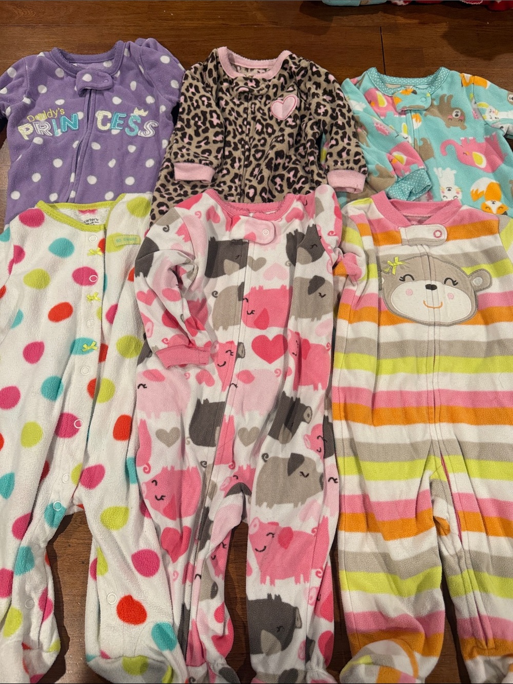 6-Piece Baby Footed Pajama Set - Pink, Purple, Teal, Multi